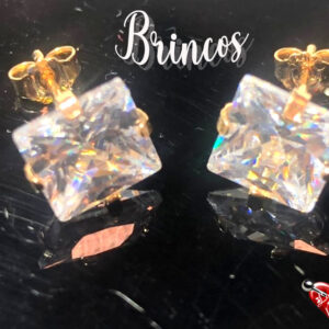 Brinco - Semi-Joia banhado a ouro – Quadradinho de cristal