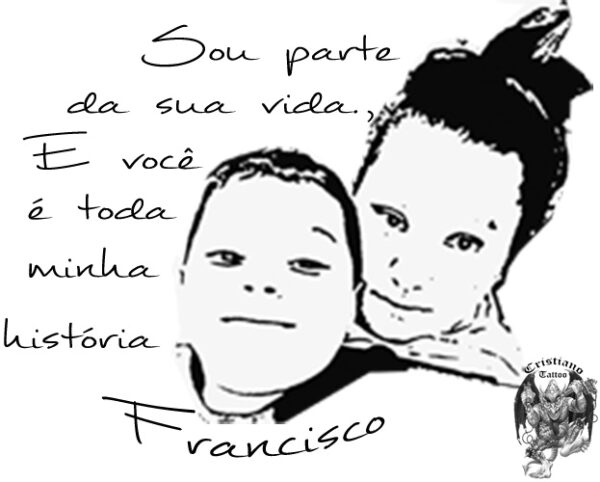 Frase + Retrato filho Francisco + Mãe Bruna