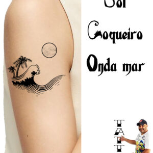 sol - coqueiro - onda - Desenho - Tatuagem