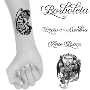Borboleta com Rosa na Asas - Tattoo - Desenho - Ideias