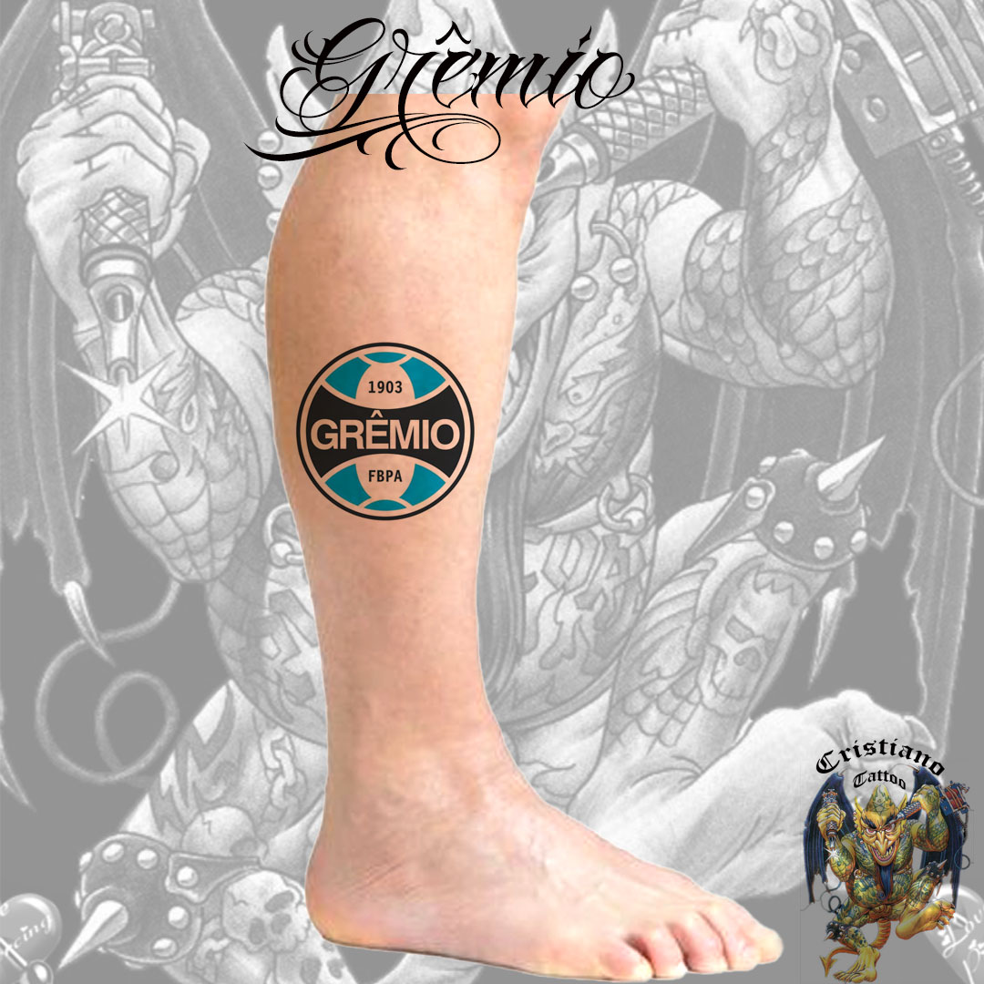 Time Grêmio - Tattoo - Desenho - Perna