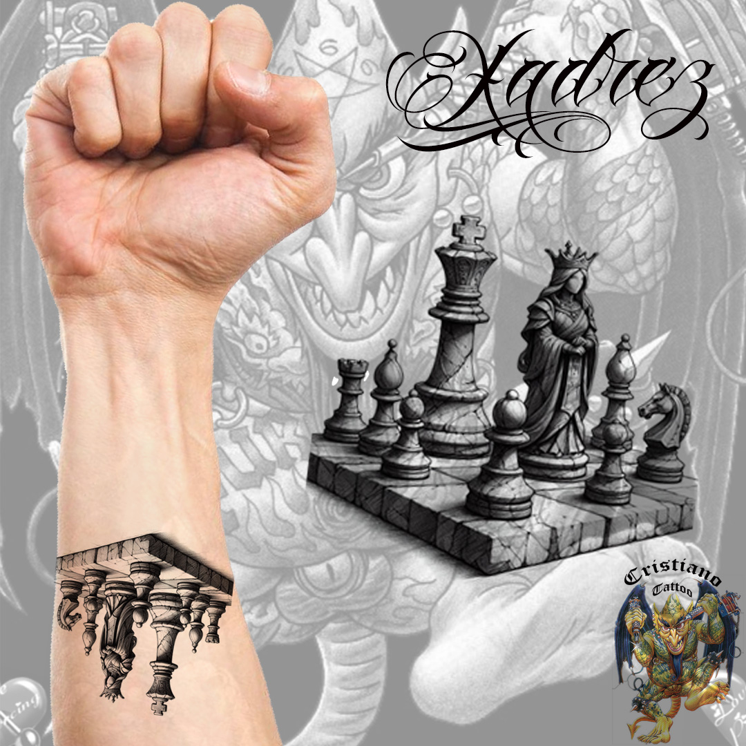 Jogo de Xadrez - Rainha e Torre - Tattoo - Desenho